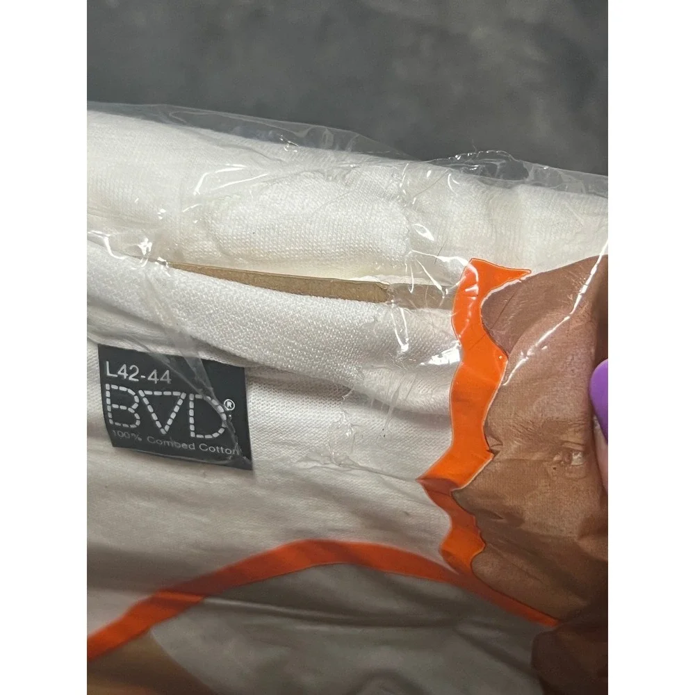 Vintage BVD V Neck T Shirts 3 Pack Size 42-44 White‎ NOS 1979 USA Tear Pack